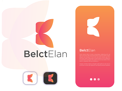 B+E Modern Letter Branding Logo Design
