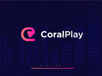 CoralPlay - Music industry Logo Design brand identity branding design c logo colorful logo creative logo design graphic design guitar logo logo logo design logos media logo minimal minimalist logo modern modern logo music logo piano dj sound logo play button logo play icon