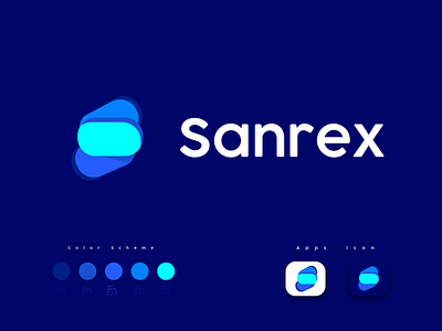 Sanrex Brand Identity Logo Design S Logomark 3d app icon brand identity branding design design digital agency flat identity intelligent logo logo design logo design branding marketing minimalist logo modern logo s abstract s logo styleguide symbol technology