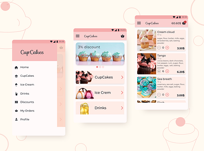 Cupcakes app to order desserts app design icon illustration ui ux