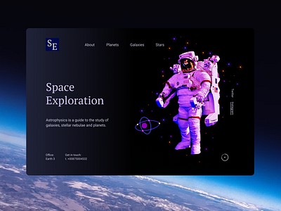 Space Exploration Home Page design minimal ui ux web