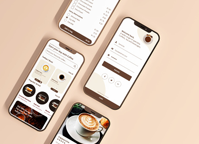 A Branded Mobile App For A Coffee Shop app app design app designing brand design branding branding and identity coffee shop coffee shop app designer designing graphic design graphic designer mobile app mobile app design ui ui designer ui ux ux