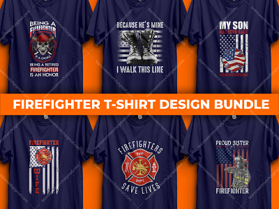 Firefighter T-Shirt Design Bundle