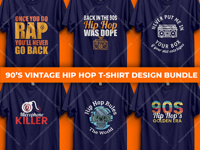90's Vintage Hip-Hop T-Shirt Design Bundle 70s 80s 90s vintage apparel design hip hip hop hop illustration nineties nostalgia rap retro t shirt shirt tee template tshirt vintage vintage t shirt design