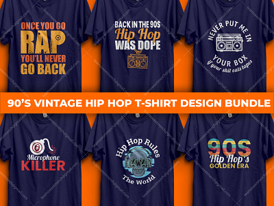 90's Vintage Hip-Hop T-Shirt Design Bundle