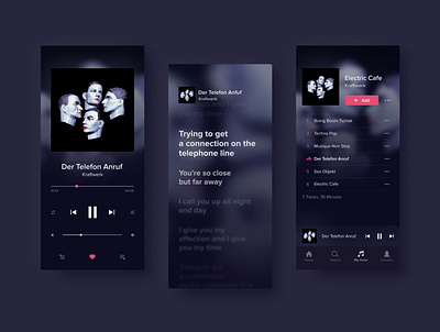 Music Player app dark dark theme design digital interface iphone karaoke minimal music music player song track ui ux