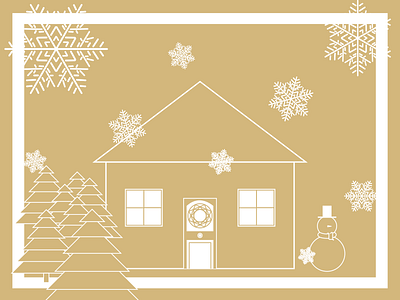Winter is here card christmas gold illustration illustrator line art snowflake vector white winter