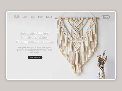 Landing Page Online Course Macrame course course app courses design flat design landing page landing page design macrame minimal online class online course ui uiux uxui web design website website design