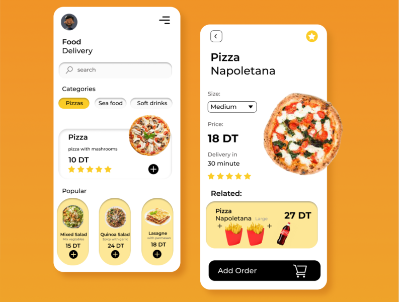 food app ui by Malèk Souissi on Dribbble