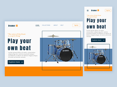 Drumer landing page DailyUI#003 design ui uiux ux web