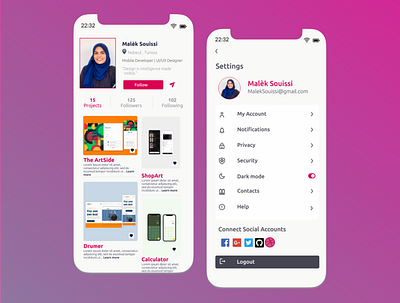 User profile - Settings design mobile app mobile ui uiux