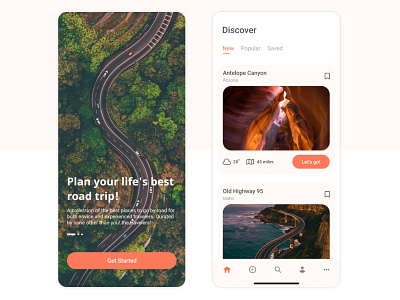 Travel App - Concept UI app design ios mobile app mobile ui road trip roadtrip travel travel app ui ui design uidesign uiux ux