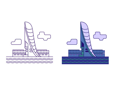 Waterfront building illustration vector