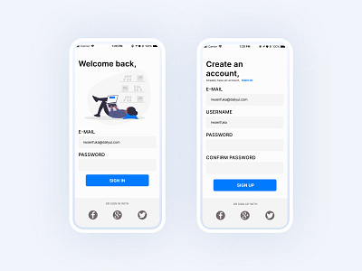 Sign Up and Sign In account app design illustration ios log in register sign in sign up signup