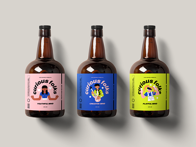 Curious Follks Kombucha Brand app branding design graphic design illustration typography