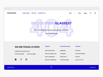 404 page ecommerce eyewear web design