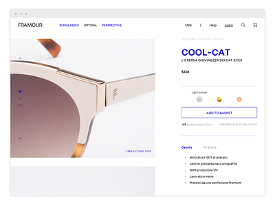 Product view ecommerce eyewear web design