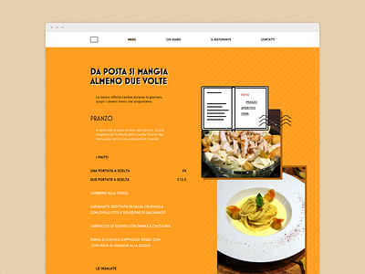 Menu page for a postal-themed restaurant website