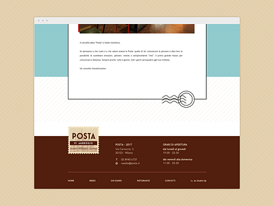 Footer for a postal-themed restaurant website footer postal service restaurant web design