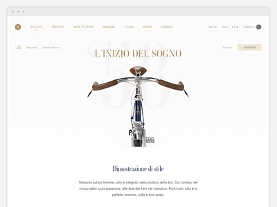 Product page for cycling ecommerce website bicycle ecommerce web design