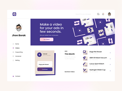 Quuvo - Automatic Video Editing Website dashboard dashboard ui editing home page illustration landing page ui ui design ux ux design video website design