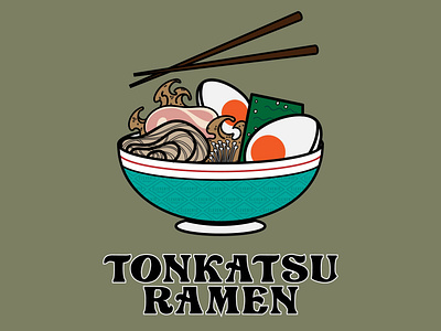Tonkatsu Ramen! badge design food art food logo illustration izakaya japan logo osaka ramen restaurant sushi tokyo vintage