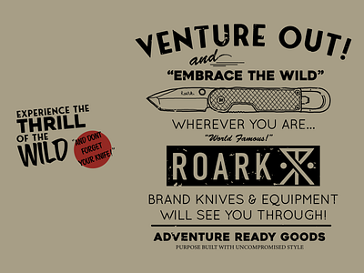 "Embrace the Wild" for ROARK apparel design badge badgedesign design drawing illustration japan knife design logo logodesign osaka t shirt design travel vintage wild