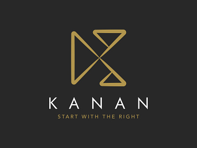 (Logo Project) KANAN Brand Fashion fashion gold initial k letter line linked logo