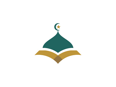 Dome and Book Islamic Logo bible book dome halfmoon islamic mosque star