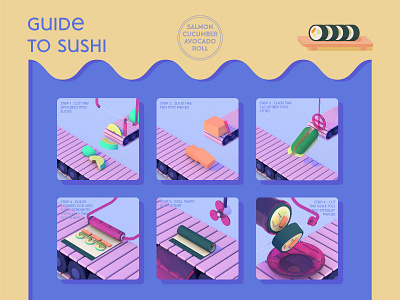 Weekly Warmup Recipe Card - Guide to Sushi 3d design icon illustration ui vector