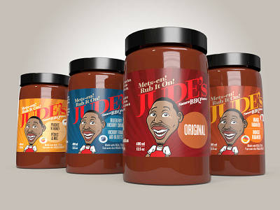 Jude’s BBQ sauce labels branding illustration packaging