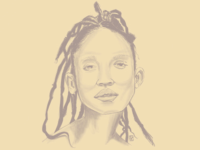 Black Woman with Tresses illustration procreate