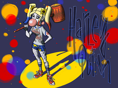 Harley Quinn Spotlight illustration procreate