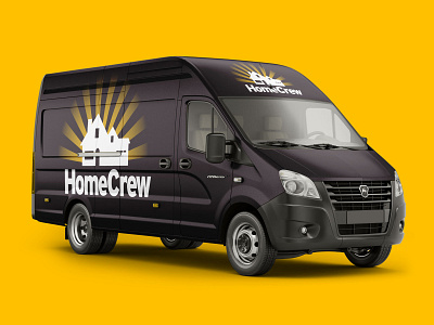 HomeCrew branded van brand identity design logo vector