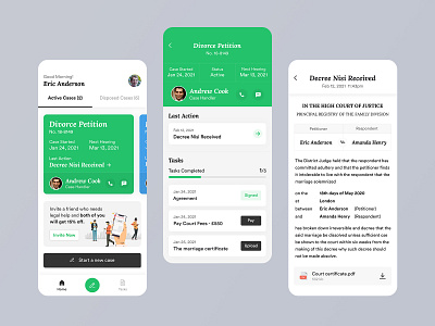 Attorney App app design attorney clean creative dailyui dashboard figma green minimal ui design user interface ux design