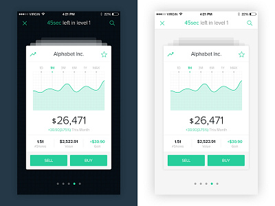 Stock App bank card chart dark ui finance graph ios app iphone app light ui mobile app stock