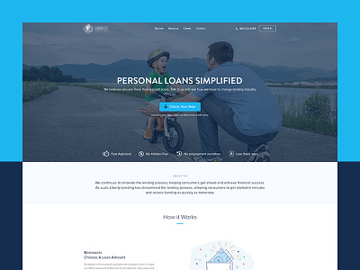 Debt Consolidation Loans blue business finance homepage illustration interface landing page loan minimal website white
