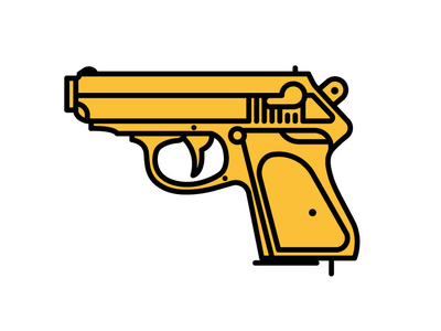 Walther PPK blackandyellow curved curves design design art gold icon illustraion vector vector art vector artwork weapon weapons of mass creation