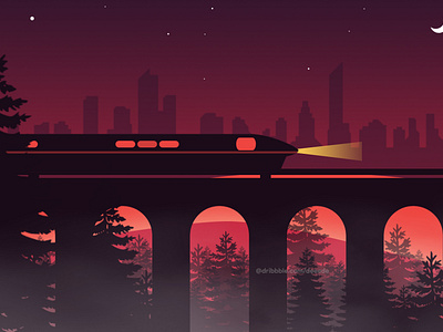 flat train illustration