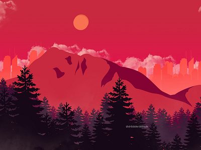 landscape semi flat illustration