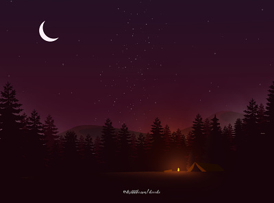 Night Camp design earth illustration vector