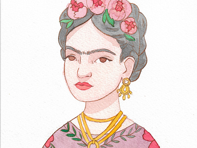 Frida portrait character character design children book illustration childrens book childrens illustration illustration portrait portrait painting watercolor watercolour