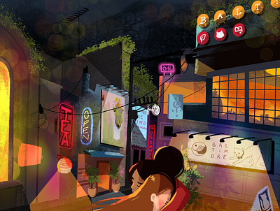 City Love character character design children book illustration city city lights cyber illustration tokyo