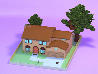 The Simpsons 3d 3d art 3d artist house isometric simpsons thesimpsons