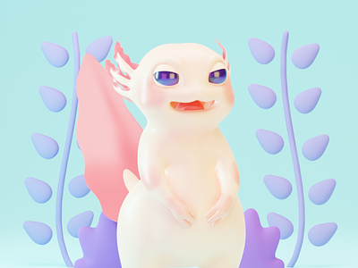 Axolotl 3d 3d art 3d artist axolotl blender blue character cinema4d illustration mexican pink river