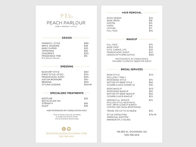 Menu Design |  Branding Peach Parlour