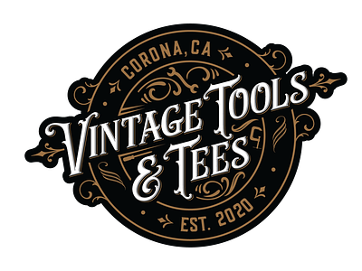 Vintage Tools & Tees logo on white and black branding design font logo typography vintage vintage logo