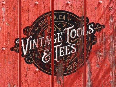 Vintage Tools & Tees branding decay design font logo painting peel red typography vintage vintage logo