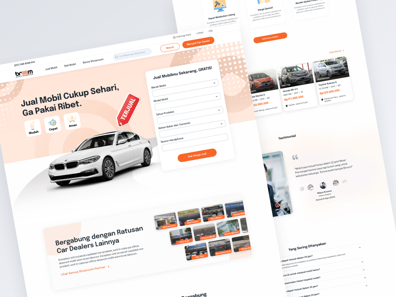 Broom Automotive Landing Page by Hariansyah for VanguardCX on Dribbble
