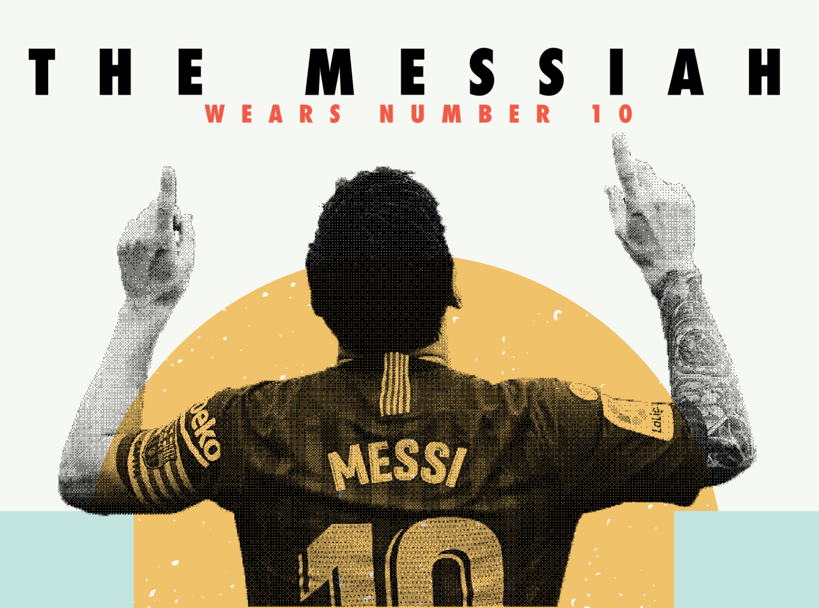 THE MESSIAH barca barcelona bitmap football futbol graphic design halftone legend messi soccer